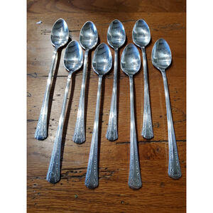 ROGERS 1939 DeLuxe Plate Original Rogers GRACIOUS, 8 Pc. Long Handled Teaspoons